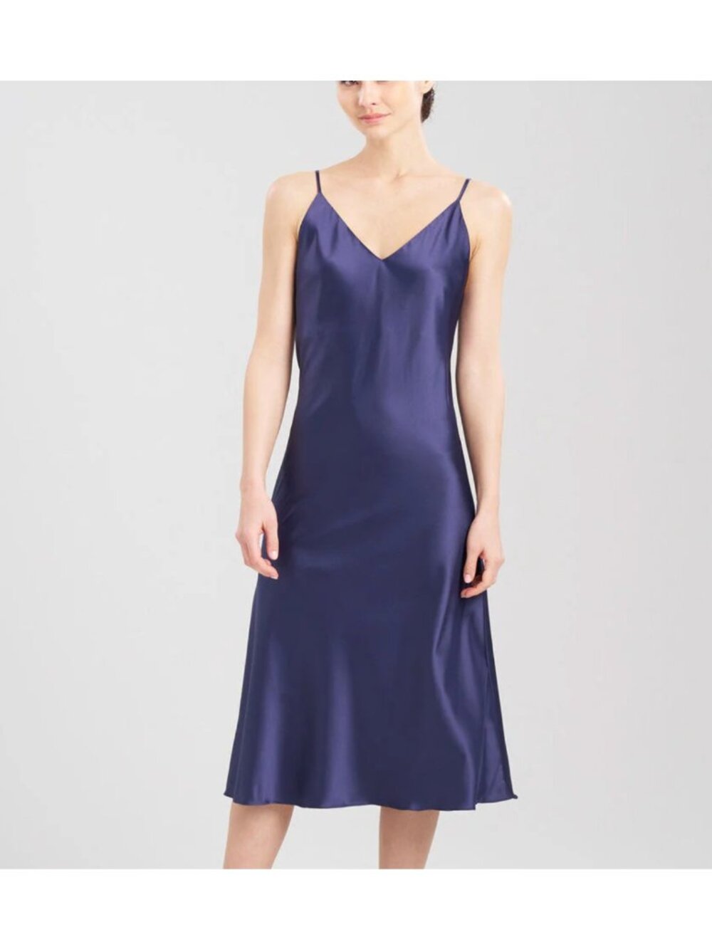 Natori Glamour V-Neck Slip Dress Imperial Navy Blue Medium Luxury Chemise